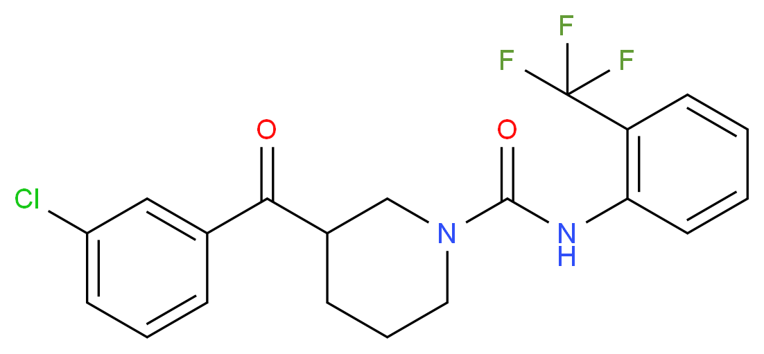 3-(3-chlorobenzoyl)-N-[2-(trifluoromethyl)phenyl]-1-piperidinecarboxamide_分子结构_CAS_)