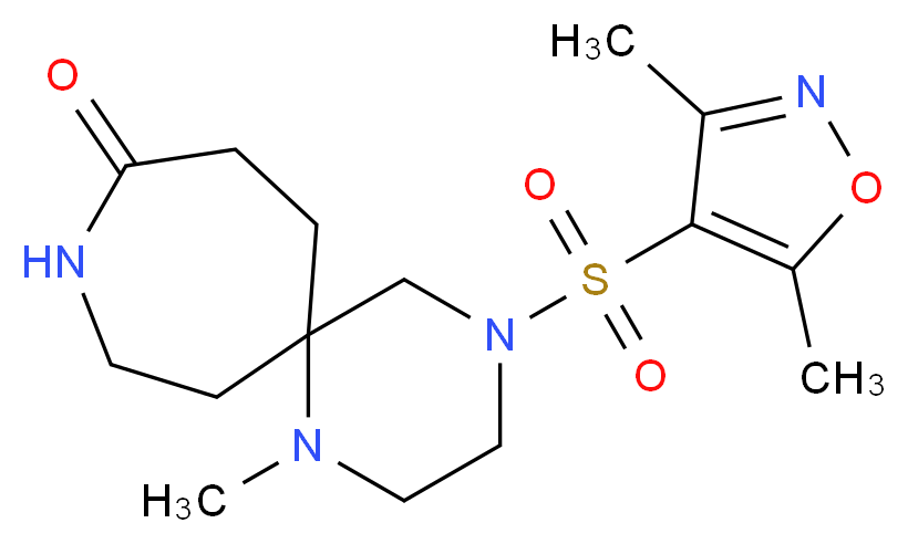 4-[(3,5-dimethylisoxazol-4-yl)sulfonyl]-1-methyl-1,4,9-triazaspiro[5.6]dodecan-10-one_分子结构_CAS_)