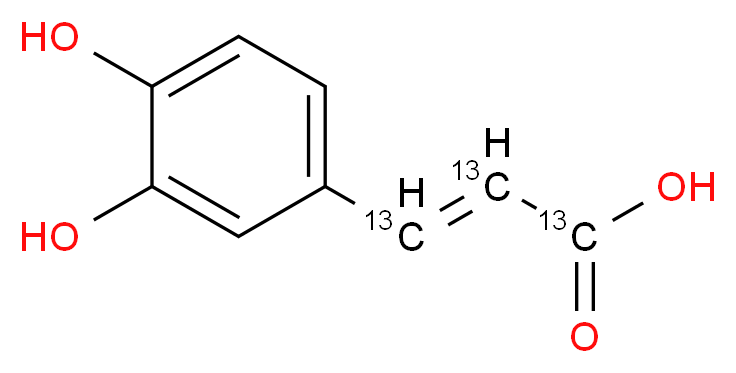 (2E)-3-(3,4-dihydroxyphenyl)(1,2,3-<sup>1</sup><sup>3</sup>C<sub>3</sub>)prop-2-enoic acid_分子结构_CAS_1185245-82-2