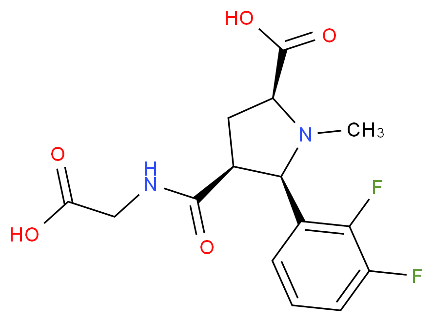 (2S*,4S*,5R*)-4-{[(carboxymethyl)amino]carbonyl}-5-(2,3-difluorophenyl)-1-methylpyrrolidine-2-carboxylic acid_分子结构_CAS_)