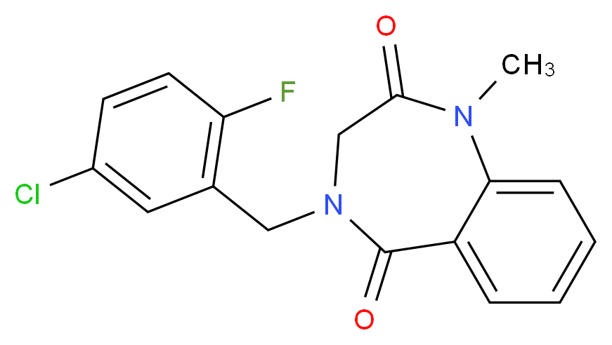 4-(5-chloro-2-fluorobenzyl)-1-methyl-3,4-dihydro-1H-1,4-benzodiazepine-2,5-dione_分子结构_CAS_)