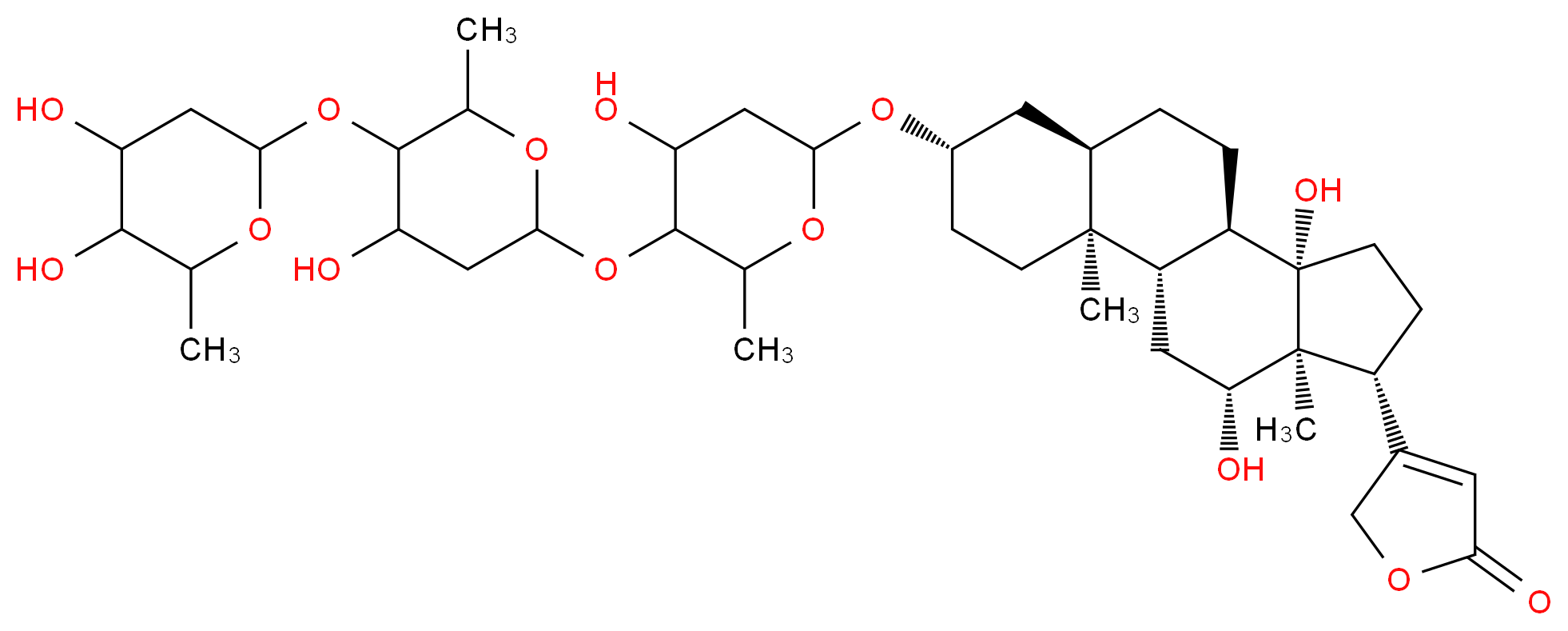 4-[(1S,2S,5S,7R,10R,11S,14R,15S,16R)-5-{[5-({5-[(4,5-dihydroxy-6-methyloxan-2-yl)oxy]-4-hydroxy-6-methyloxan-2-yl}oxy)-4-hydroxy-6-methyloxan-2-yl]oxy}-11,16-dihydroxy-2,15-dimethyltetracyclo[8.7.0.0<sup>2</sup>,<sup>7</sup>.0<sup>1</sup><sup>1</sup>,<sup>1</sup><sup>5</sup>]heptadecan-14-yl]-2,5-dihydrofuran-2-one_分子结构_CAS_20830-75-5