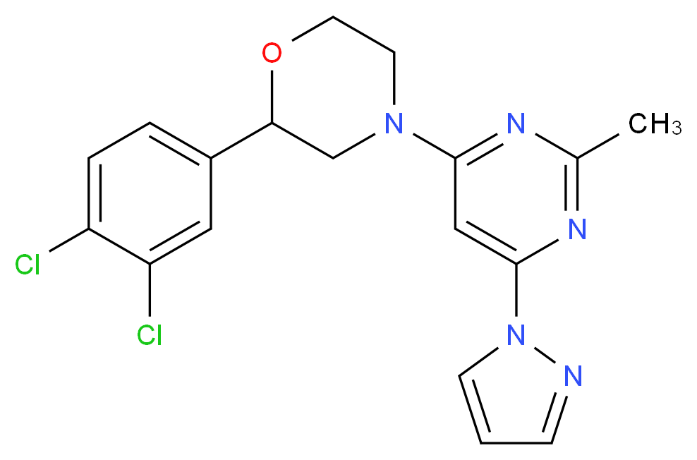 2-(3,4-dichlorophenyl)-4-[2-methyl-6-(1H-pyrazol-1-yl)pyrimidin-4-yl]morpholine_分子结构_CAS_)