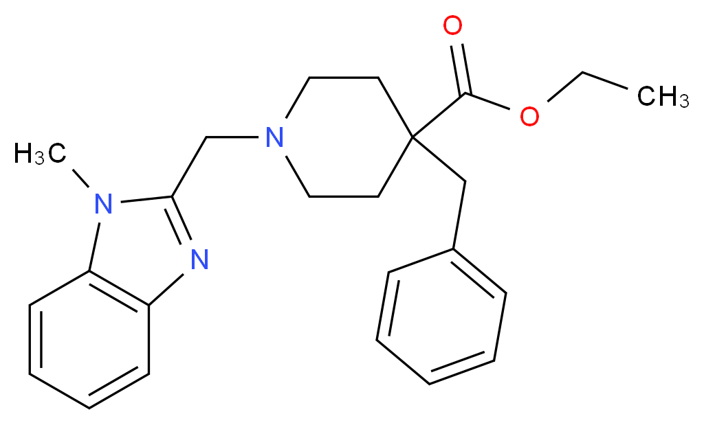 ethyl 4-benzyl-1-[(1-methyl-1H-benzimidazol-2-yl)methyl]-4-piperidinecarboxylate_分子结构_CAS_)
