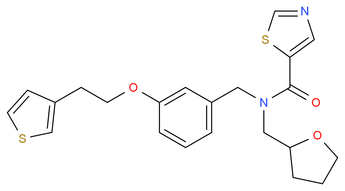 N-(tetrahydro-2-furanylmethyl)-N-{3-[2-(3-thienyl)ethoxy]benzyl}-1,3-thiazole-5-carboxamide_分子结构_CAS_)