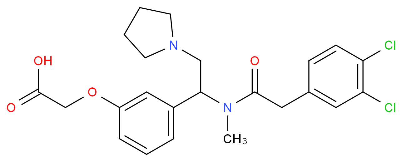 2-(3-{1-[2-(3,4-dichlorophenyl)-N-methylacetamido]-2-(pyrrolidin-1-yl)ethyl}phenoxy)acetic acid_分子结构_CAS_121264-04-8