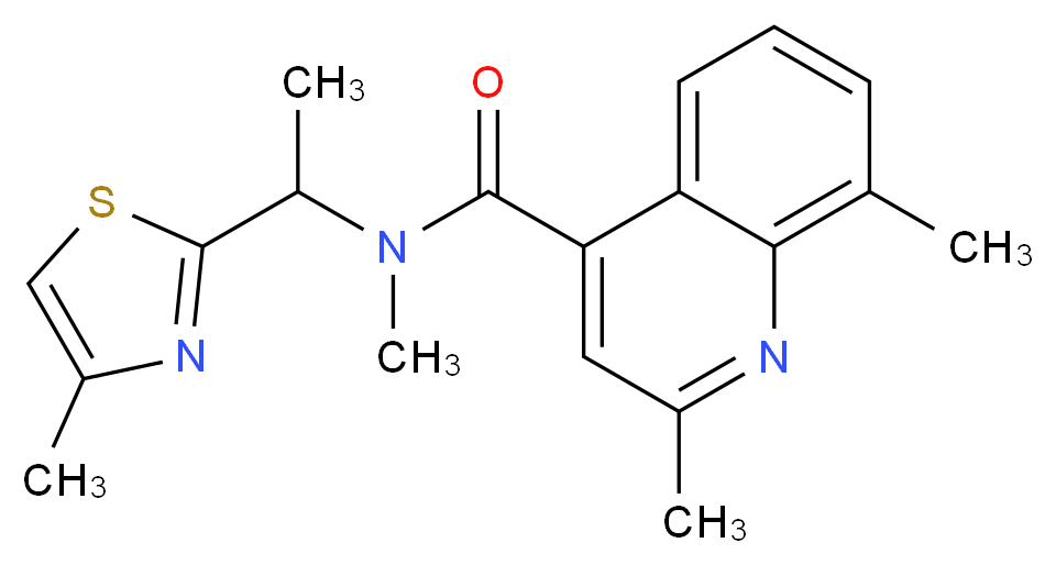 N,2,8-trimethyl-N-[1-(4-methyl-1,3-thiazol-2-yl)ethyl]-4-quinolinecarboxamide_分子结构_CAS_)