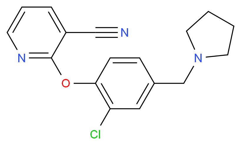 2-[2-chloro-4-(pyrrolidin-1-ylmethyl)phenoxy]nicotinonitrile_分子结构_CAS_)