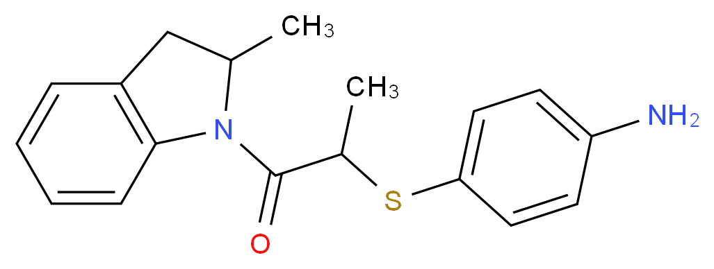 (4-{[1-Methyl-2-(2-methyl-2,3-dihydro-1H-indol-1-yl)-2-oxoethyl]thio}phenyl)amine_分子结构_CAS_)