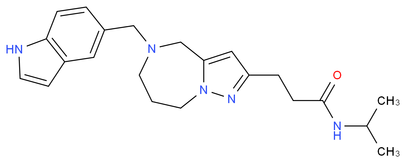 3-[5-(1H-indol-5-ylmethyl)-5,6,7,8-tetrahydro-4H-pyrazolo[1,5-a][1,4]diazepin-2-yl]-N-isopropylpropanamide_分子结构_CAS_)