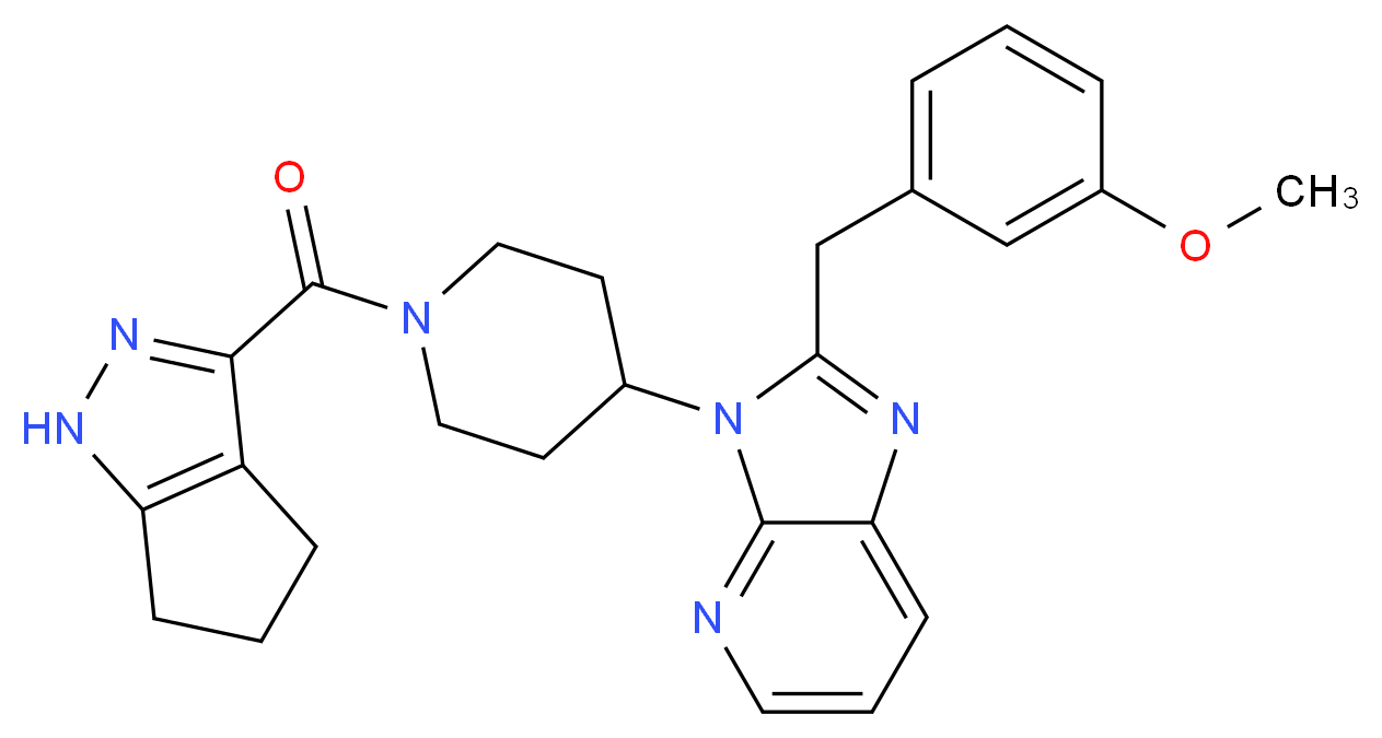 2-(3-methoxybenzyl)-3-[1-(1,4,5,6-tetrahydrocyclopenta[c]pyrazol-3-ylcarbonyl)-4-piperidinyl]-3H-imidazo[4,5-b]pyridine_分子结构_CAS_)