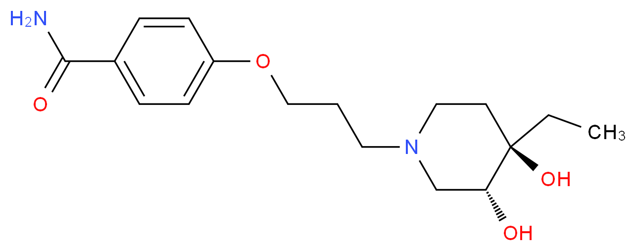 4-{3-[(3R*,4R*)-4-ethyl-3,4-dihydroxypiperidin-1-yl]propoxy}benzamide_分子结构_CAS_)