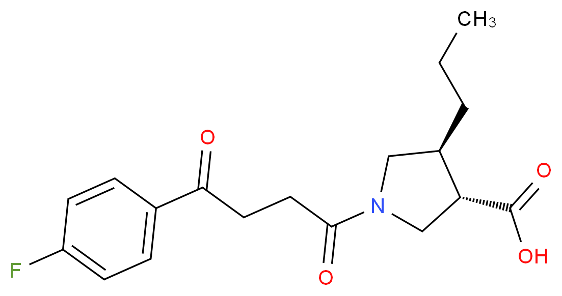 (3S*,4S*)-1-[4-(4-fluorophenyl)-4-oxobutanoyl]-4-propylpyrrolidine-3-carboxylic acid_分子结构_CAS_)