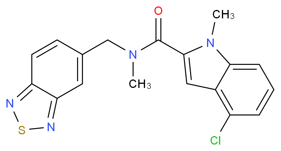 N-(2,1,3-benzothiadiazol-5-ylmethyl)-4-chloro-N,1-dimethyl-1H-indole-2-carboxamide_分子结构_CAS_)