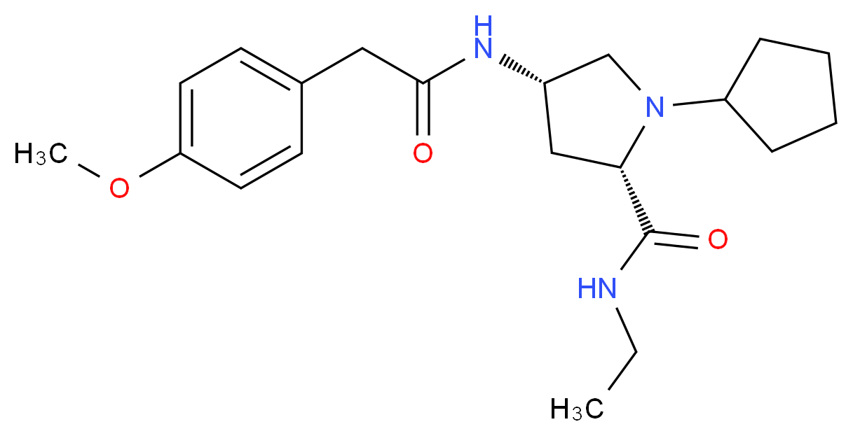 (4S)-1-cyclopentyl-N-ethyl-4-{[(4-methoxyphenyl)acetyl]amino}-L-prolinamide_分子结构_CAS_)
