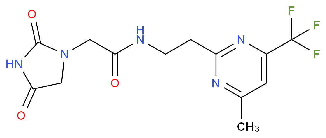 2-(2,4-dioxoimidazolidin-1-yl)-N-{2-[4-methyl-6-(trifluoromethyl)pyrimidin-2-yl]ethyl}acetamide_分子结构_CAS_)