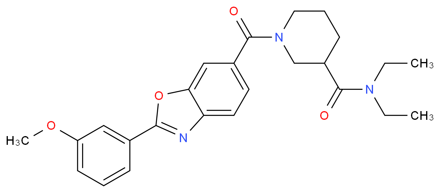 N,N-diethyl-1-{[2-(3-methoxyphenyl)-1,3-benzoxazol-6-yl]carbonyl}-3-piperidinecarboxamide_分子结构_CAS_)