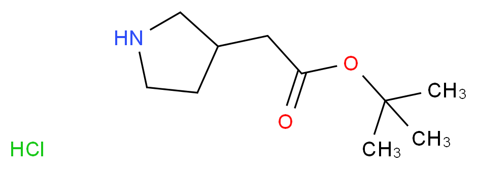 PYRROLIDIN-3-YL-ACETIC ACID TERT-BUTYL ESTER HYDROCHLORIDE_分子结构_CAS_570424-02-1)