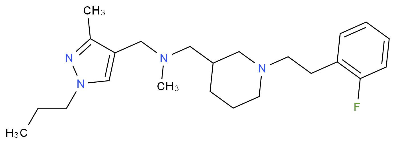 ({1-[2-(2-fluorophenyl)ethyl]-3-piperidinyl}methyl)methyl[(3-methyl-1-propyl-1H-pyrazol-4-yl)methyl]amine_分子结构_CAS_)