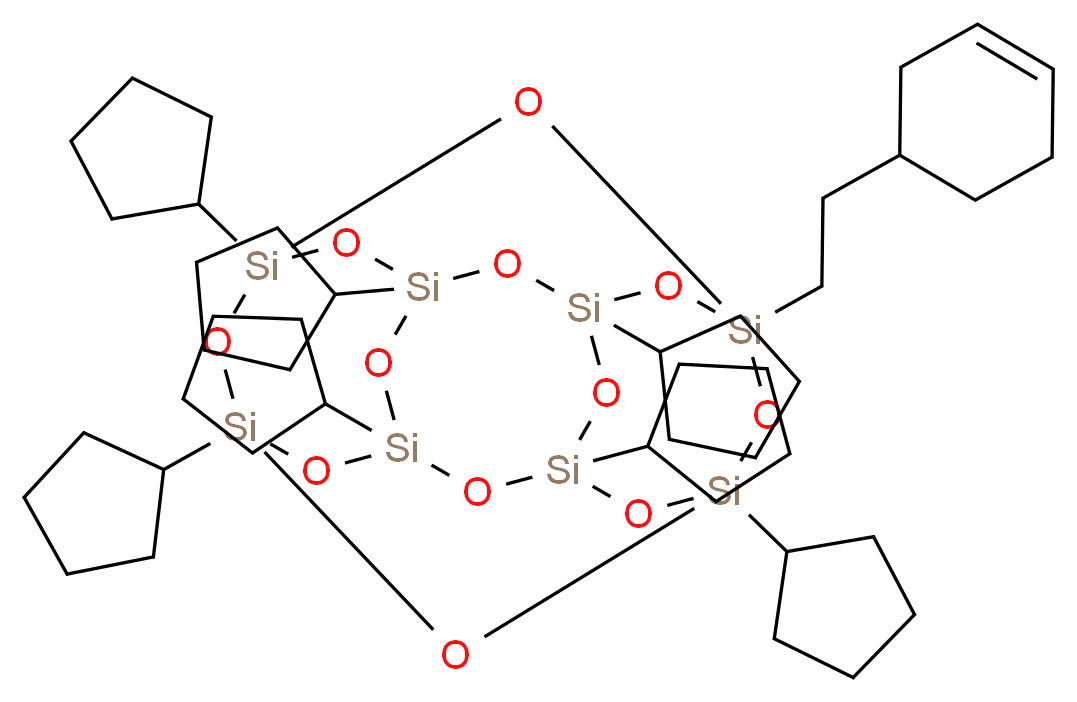 1-[2-(cyclohex-3-en-1-yl)ethyl]-3,5,7,9,11,13,15-heptacyclopentylpentacyclo[9.5.1.1<sup>3</sup>,<sup>9</sup>.1<sup>5</sup>,<sup>1</sup><sup>5</sup>.1<sup>7</sup>,<sup>1</sup><sup>3</sup>]octasiloxane_分子结构_CAS_307496-19-1