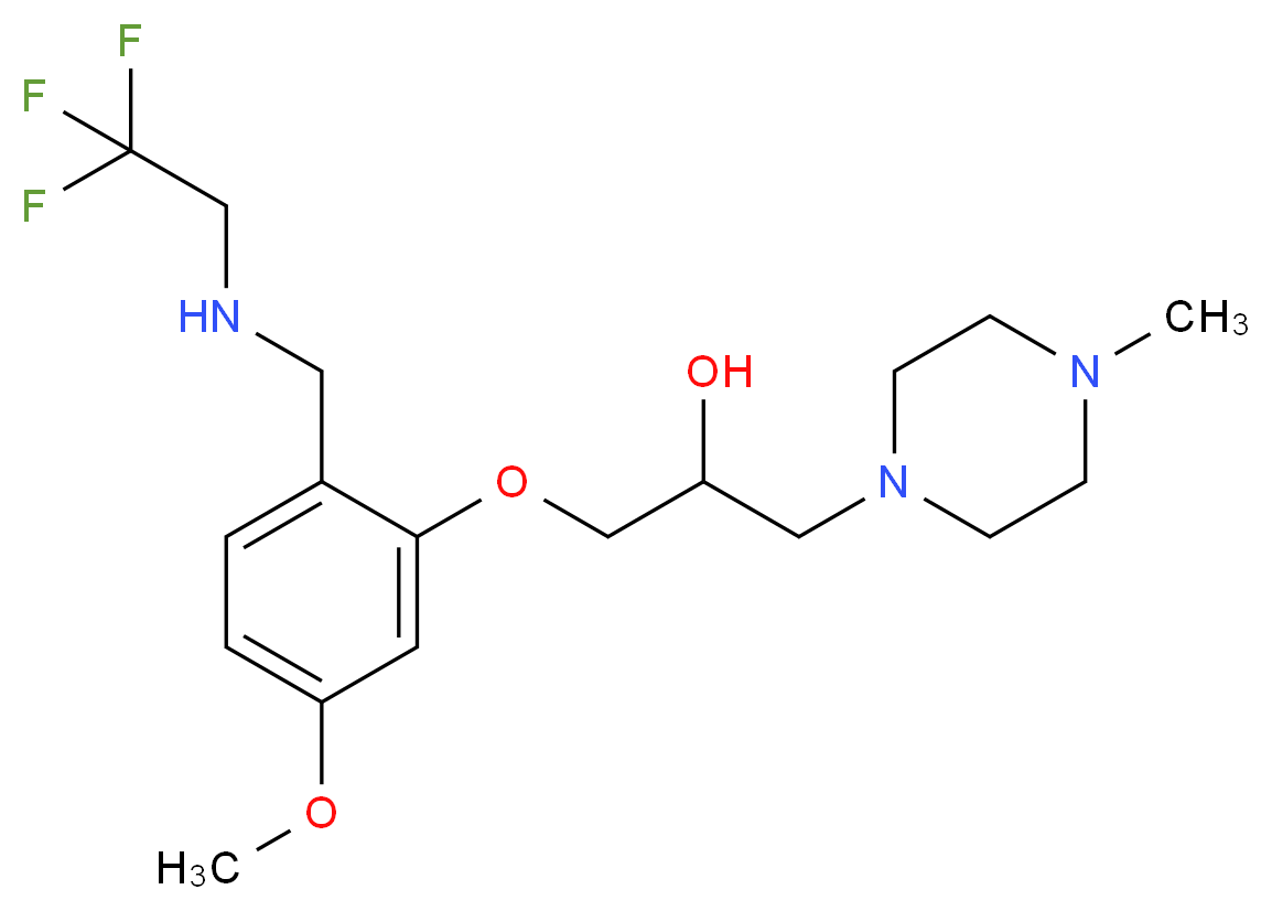 1-(5-methoxy-2-{[(2,2,2-trifluoroethyl)amino]methyl}phenoxy)-3-(4-methyl-1-piperazinyl)-2-propanol_分子结构_CAS_)