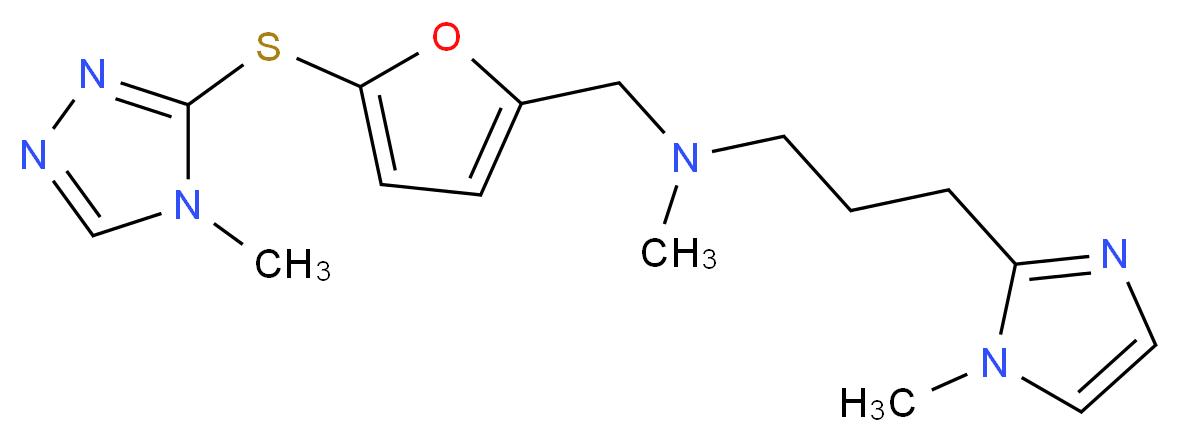 N-methyl-3-(1-methyl-1H-imidazol-2-yl)-N-({5-[(4-methyl-4H-1,2,4-triazol-3-yl)thio]-2-furyl}methyl)propan-1-amine_分子结构_CAS_)