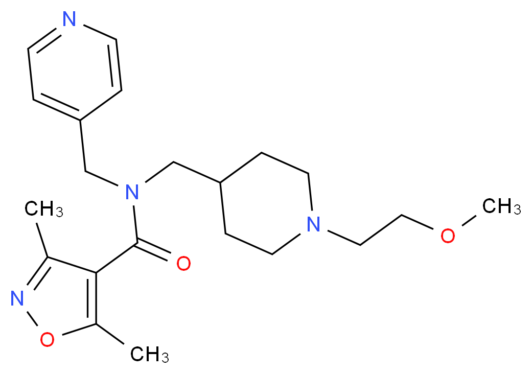 N-{[1-(2-methoxyethyl)piperidin-4-yl]methyl}-3,5-dimethyl-N-(pyridin-4-ylmethyl)isoxazole-4-carboxamide_分子结构_CAS_)