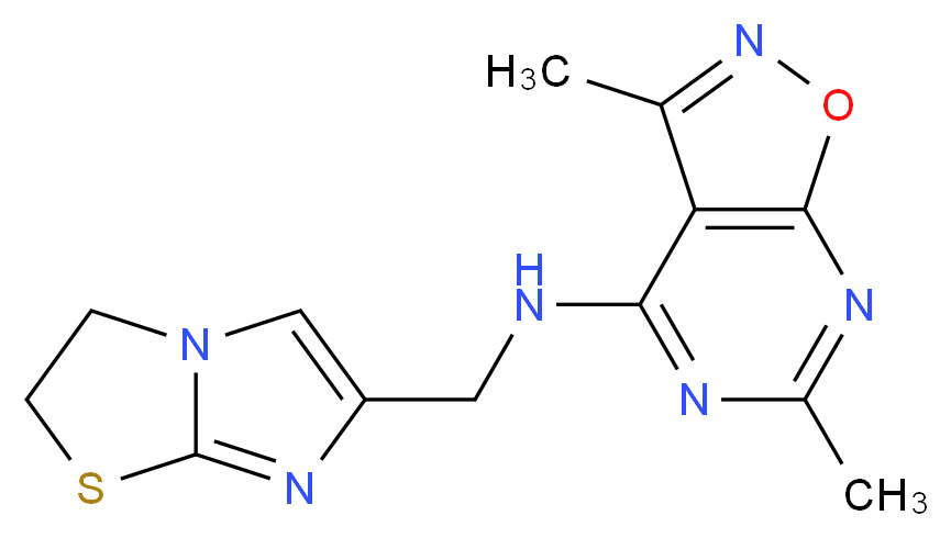N-(2,3-dihydroimidazo[2,1-b][1,3]thiazol-6-ylmethyl)-3,6-dimethylisoxazolo[5,4-d]pyrimidin-4-amine_分子结构_CAS_)