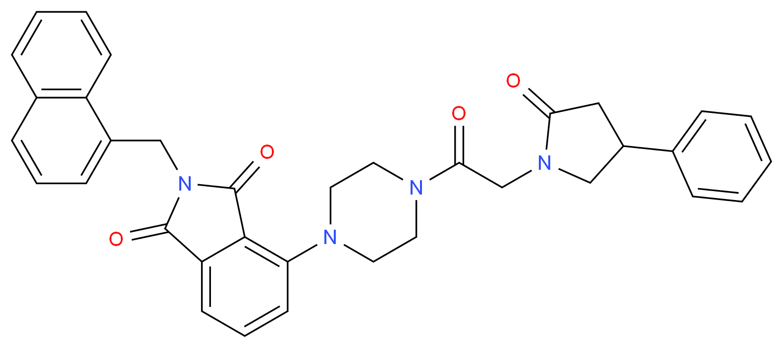 2-(1-naphthylmethyl)-4-{4-[(2-oxo-4-phenyl-1-pyrrolidinyl)acetyl]-1-piperazinyl}-1H-isoindole-1,3(2H)-dione_分子结构_CAS_)
