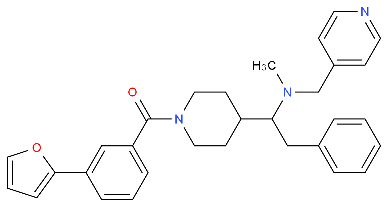 (1-{1-[3-(2-furyl)benzoyl]-4-piperidinyl}-2-phenylethyl)methyl(4-pyridinylmethyl)amine_分子结构_CAS_)