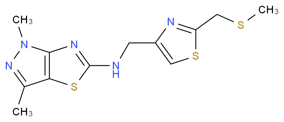 1,3-dimethyl-N-({2-[(methylthio)methyl]-1,3-thiazol-4-yl}methyl)-1H-pyrazolo[3,4-d][1,3]thiazol-5-amine_分子结构_CAS_)
