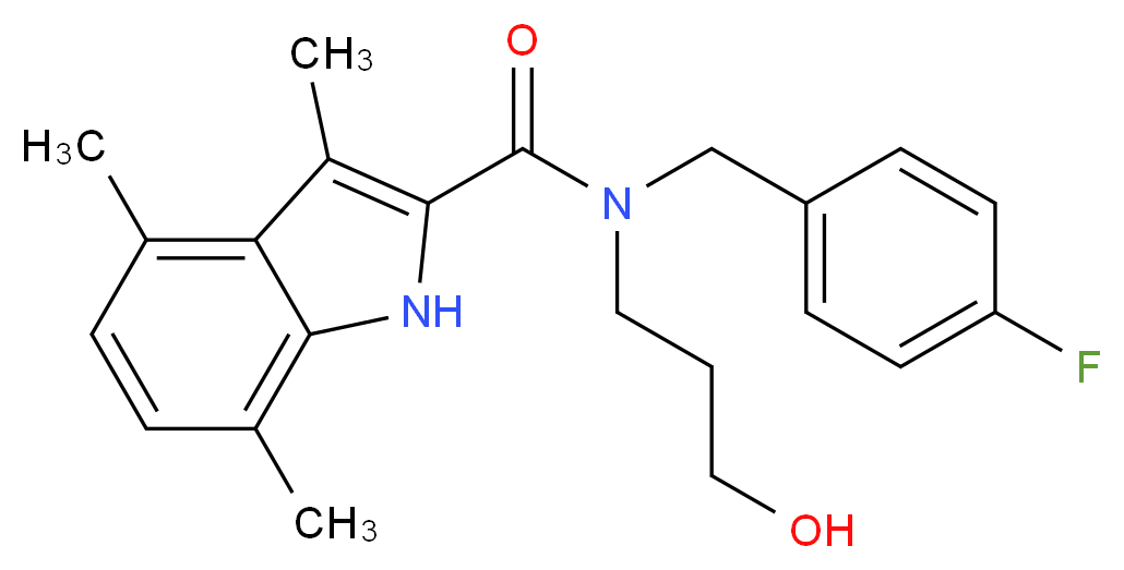 N-(4-fluorobenzyl)-N-(3-hydroxypropyl)-3,4,7-trimethyl-1H-indole-2-carboxamide_分子结构_CAS_)