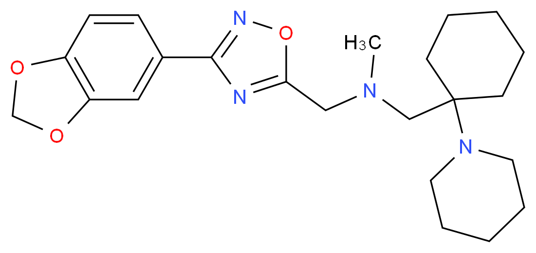 1-[3-(1,3-benzodioxol-5-yl)-1,2,4-oxadiazol-5-yl]-N-methyl-N-{[1-(1-piperidinyl)cyclohexyl]methyl}methanamine_分子结构_CAS_)