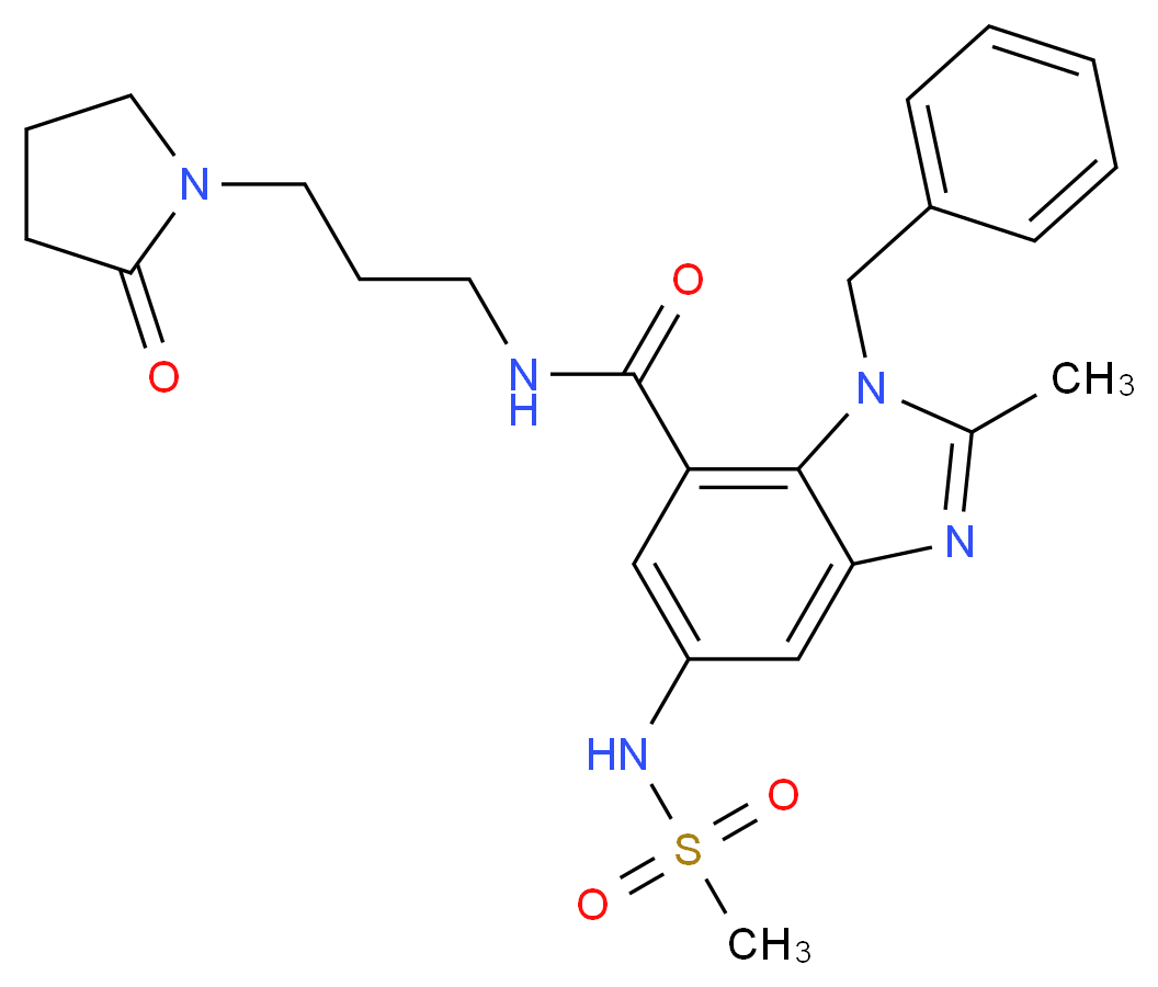 1-benzyl-2-methyl-5-[(methylsulfonyl)amino]-N-[3-(2-oxo-1-pyrrolidinyl)propyl]-1H-benzimidazole-7-carboxamide_分子结构_CAS_)