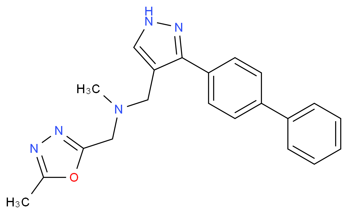 1-[3-(4-biphenylyl)-1H-pyrazol-4-yl]-N-methyl-N-[(5-methyl-1,3,4-oxadiazol-2-yl)methyl]methanamine_分子结构_CAS_)