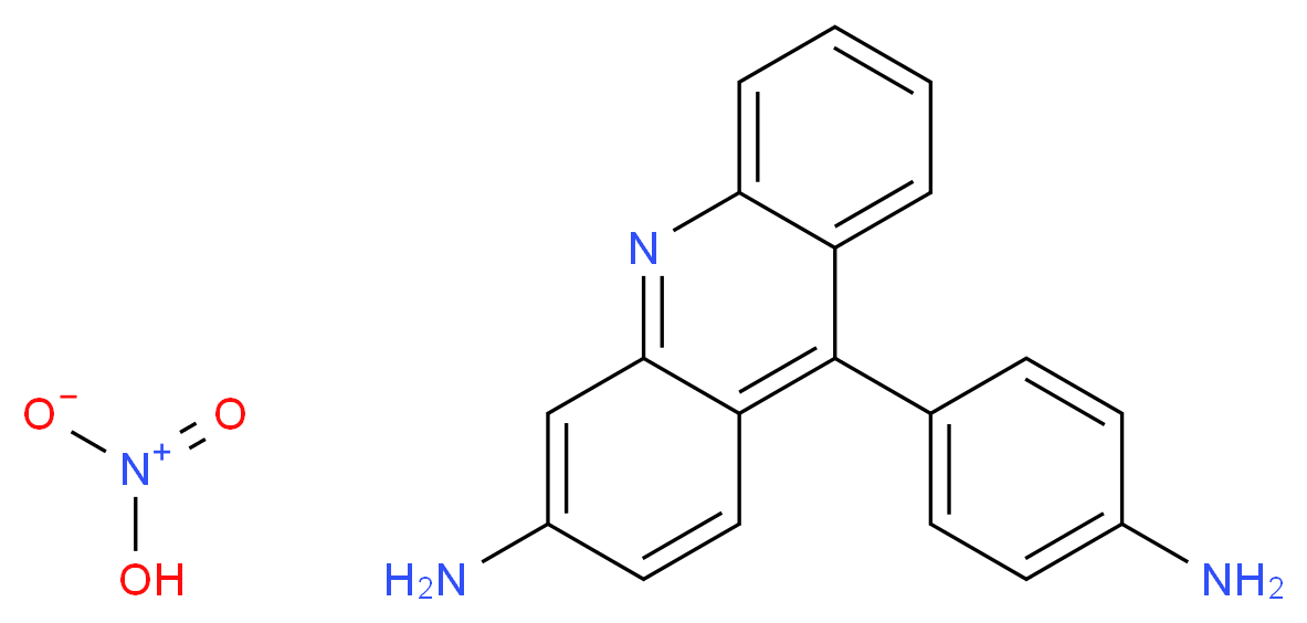 9-(4-aminophenyl)acridin-3-amine; nitric acid_分子结构_CAS_10181-37-0