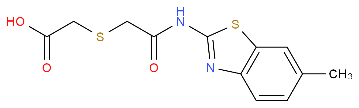 2-({[(6-methyl-1,3-benzothiazol-2-yl)carbamoyl]methyl}sulfanyl)acetic acid_分子结构_CAS_332383-09-2