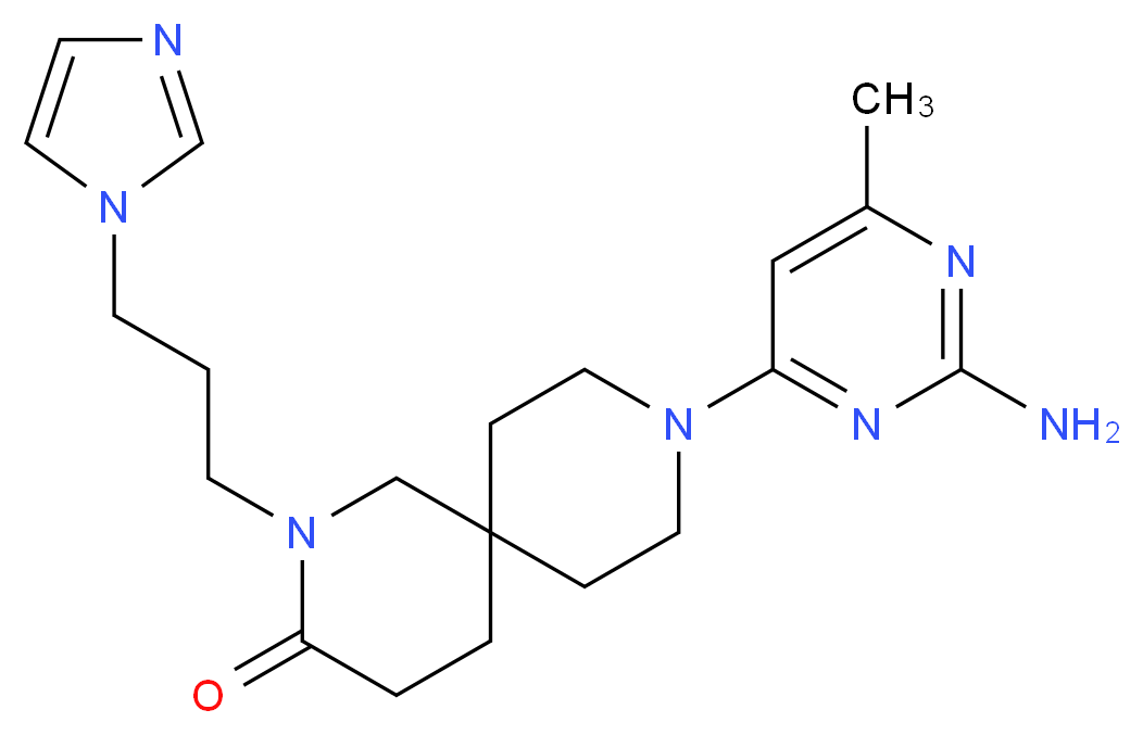 9-(2-amino-6-methylpyrimidin-4-yl)-2-[3-(1H-imidazol-1-yl)propyl]-2,9-diazaspiro[5.5]undecan-3-one_分子结构_CAS_)