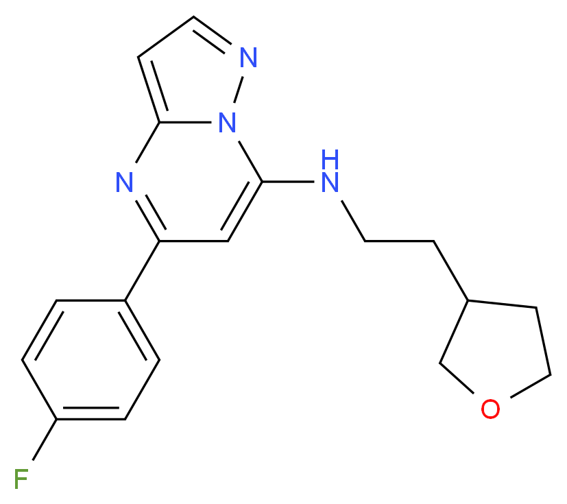 5-(4-fluorophenyl)-N-[2-(tetrahydro-3-furanyl)ethyl]pyrazolo[1,5-a]pyrimidin-7-amine_分子结构_CAS_)