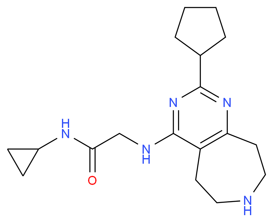 N~2~-(2-cyclopentyl-6,7,8,9-tetrahydro-5H-pyrimido[4,5-d]azepin-4-yl)-N~1~-cyclopropylglycinamide_分子结构_CAS_)