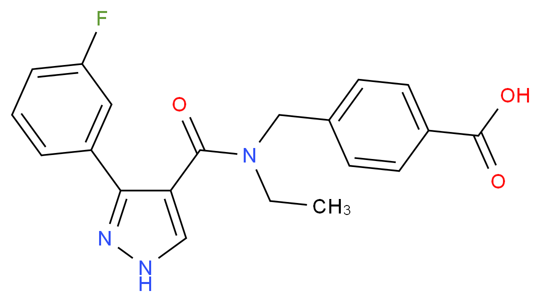 4-[(ethyl{[3-(3-fluorophenyl)-1H-pyrazol-4-yl]carbonyl}amino)methyl]benzoic acid_分子结构_CAS_)