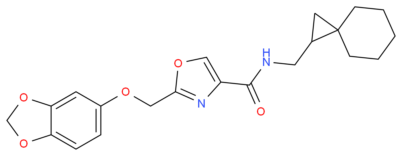 2-[(1,3-benzodioxol-5-yloxy)methyl]-N-(spiro[2.5]oct-1-ylmethyl)-1,3-oxazole-4-carboxamide_分子结构_CAS_)