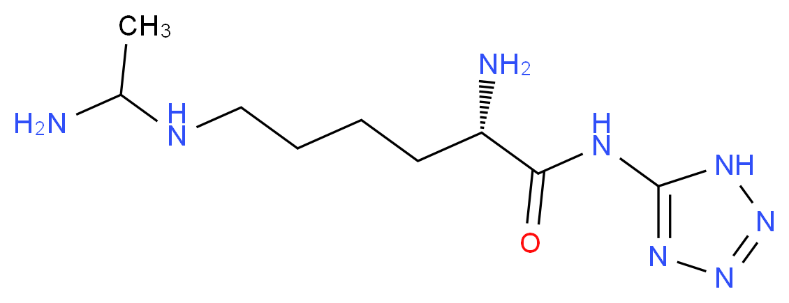 (2S)-2-amino-6-[(1-aminoethyl)amino]-N-(1H-1,2,3,4-tetrazol-5-yl)hexanamide_分子结构_CAS_1322625-19-3