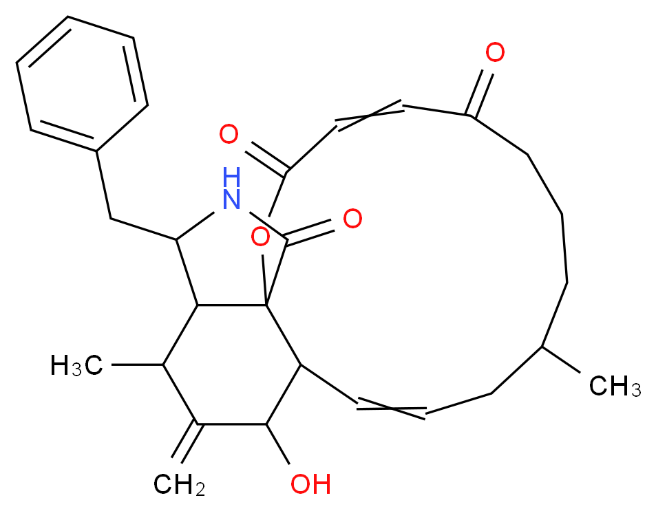 16-benzyl-13-hydroxy-9,15-dimethyl-14-methylidene-2H,5H,6H,7H,8H,9H,10H,13H,14H,15H,15aH,16H,17H,18H,18bH-oxacyclotetradeca[3,2-e]isoindole-2,5,18-trione_分子结构_CAS_14110-64-6