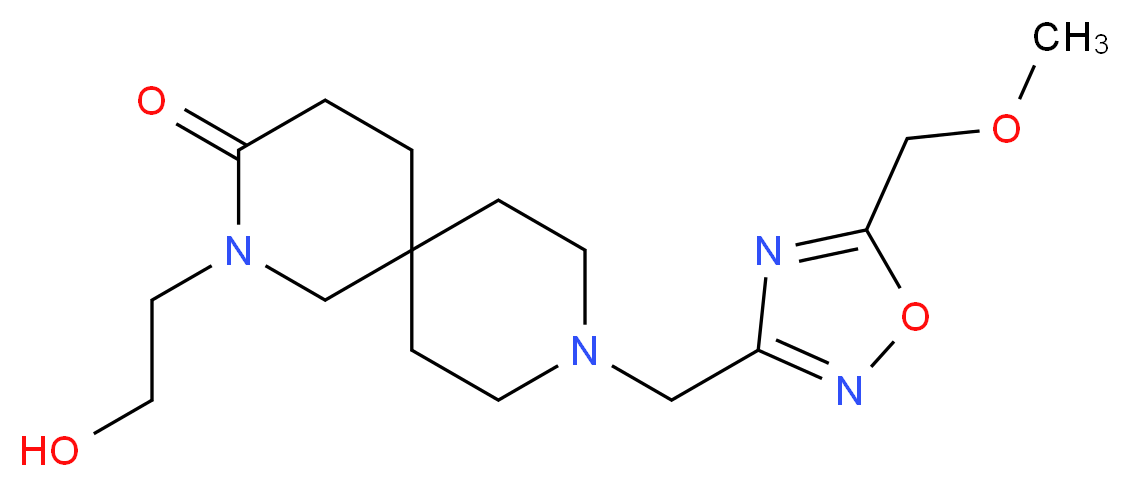 2-(2-hydroxyethyl)-9-{[5-(methoxymethyl)-1,2,4-oxadiazol-3-yl]methyl}-2,9-diazaspiro[5.5]undecan-3-one_分子结构_CAS_)