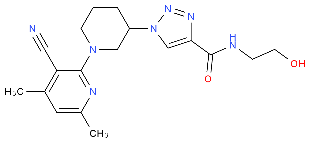1-[1-(3-cyano-4,6-dimethylpyridin-2-yl)piperidin-3-yl]-N-(2-hydroxyethyl)-1H-1,2,3-triazole-4-carboxamide_分子结构_CAS_)