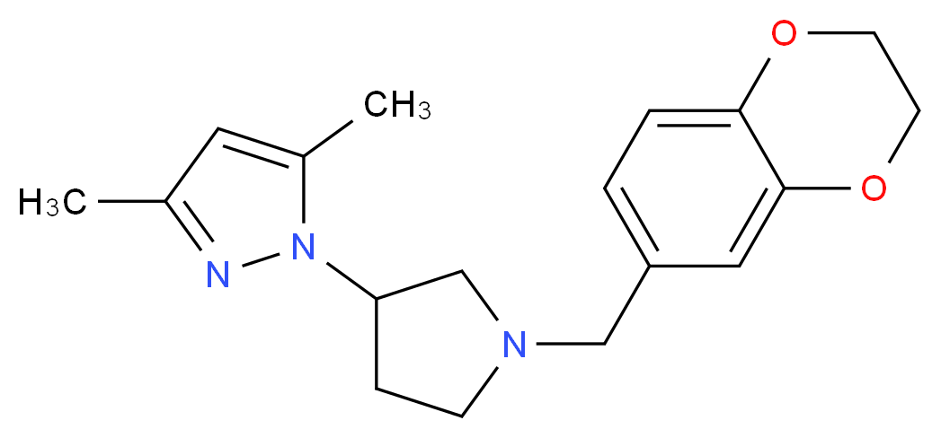 1-[1-(2,3-dihydro-1,4-benzodioxin-6-ylmethyl)-3-pyrrolidinyl]-3,5-dimethyl-1H-pyrazole_分子结构_CAS_)