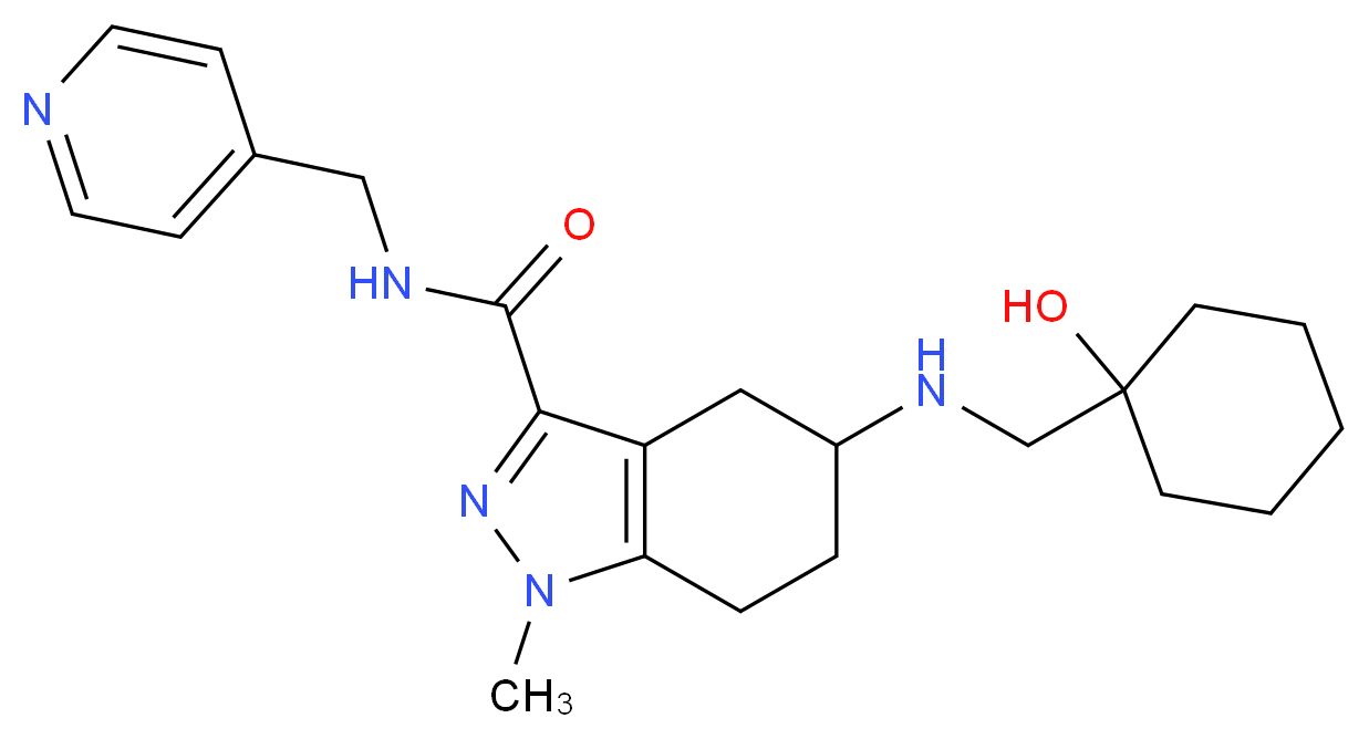 5-{[(1-hydroxycyclohexyl)methyl]amino}-1-methyl-N-(4-pyridinylmethyl)-4,5,6,7-tetrahydro-1H-indazole-3-carboxamide_分子结构_CAS_)