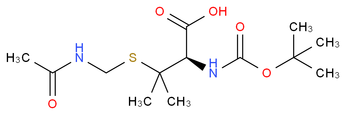 (2R)-2-{[(tert-butoxy)carbonyl]amino}-3-[(acetamidomethyl)sulfanyl]-3-methylbutanoic acid_分子结构_CAS_129972-45-8