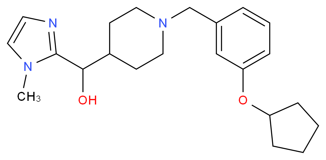 {1-[3-(cyclopentyloxy)benzyl]piperidin-4-yl}(1-methyl-1H-imidazol-2-yl)methanol_分子结构_CAS_)